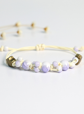 新中式民族风复古景德镇手链女陶瓷串珠手串男生情侣闺蜜编织手绳