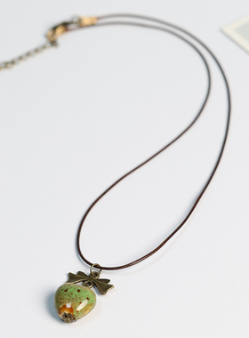 景德镇厂家陶瓷项链女花釉锁骨链民族风吊坠简约百搭学生闺蜜首饰