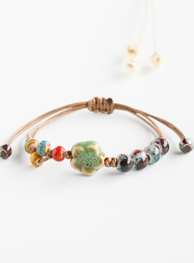 新中式景德镇瓷珠编织情侣手绳学生手饰民族风陶瓷手链国风手串女