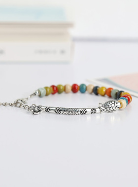 文艺小清新陶瓷手链女生2023年新款潮流时尚简约百搭款民族风手串