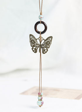 民族风景德镇陶瓷项链女生秋冬新款毛衣链长款国潮复古风百搭气质