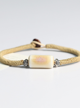 民族风复古配饰文艺陶瓷瓷珠手链女编织手绳男情侣款学生古风手饰