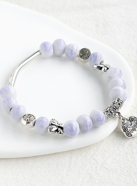 民族风文艺复古景德镇陶瓷手链蝴蝶钱袋手串原创新中式学生首饰品