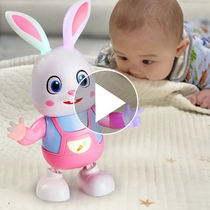 Baby looks up to train for baby Toys 0-1-year-old children early education Puzzle Sound Will Move Electric Dancing Rabbit