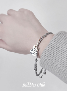 情侣钛钢摇滚吉他手链