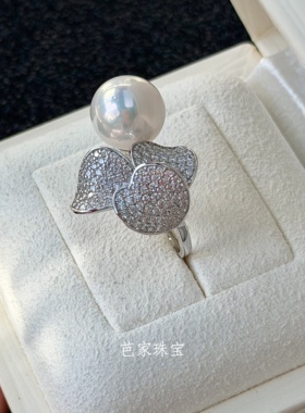 芭家珠宝 旺多姆玫瑰 M家花朵造型轻熟风925银爱迪生淡水珍珠戒指