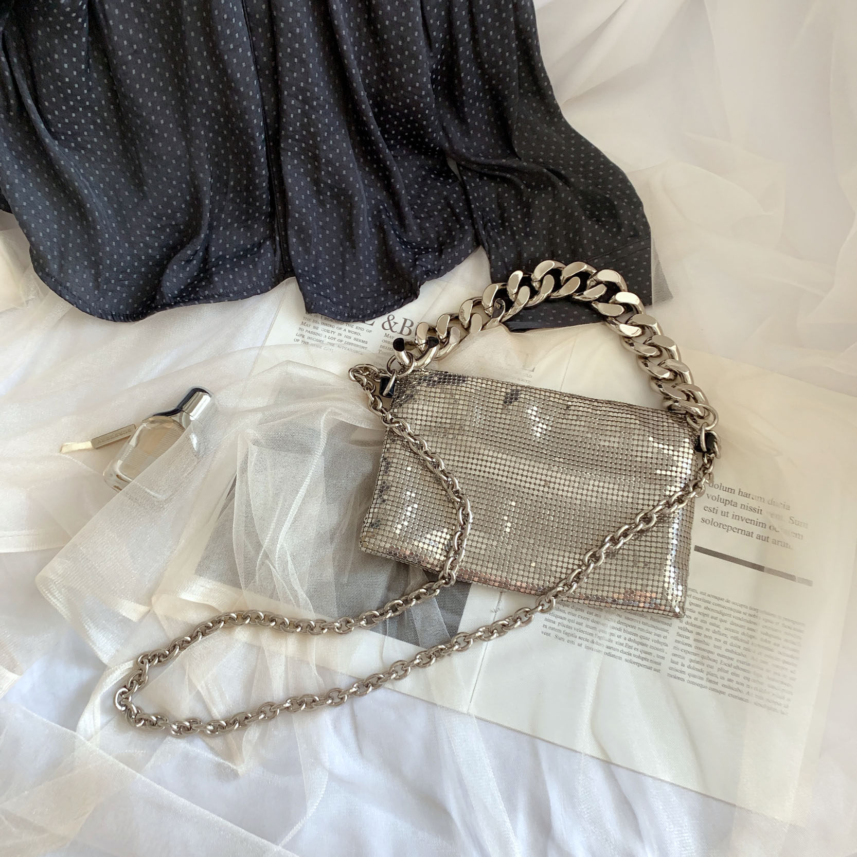 kara包链条胸包麻将亮片蹦迪小方包 banff女士包袋