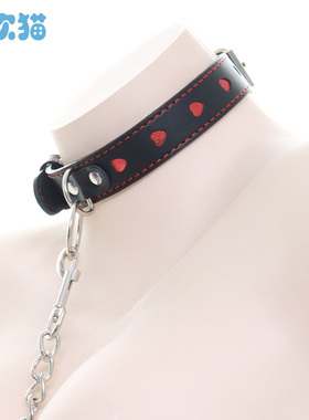 撩汉风原宿爱心皮革项圈链子
