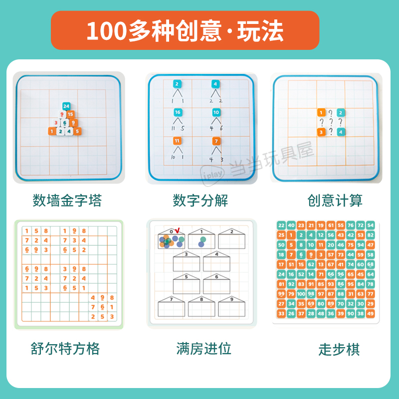 yaofish百数板磁力磁性儿童数学启蒙算术100小学生鳐鳐鱼蒙氏教具-图0