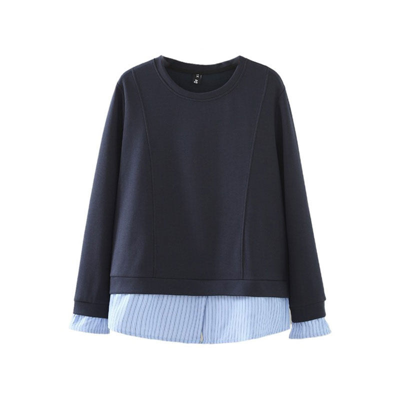 大码女装秋装2025胖mm中年减龄格子拼接假两件上衣微胖圆领女卫衣,淘宝优惠券,粉丝福利购,淘宝优惠卷