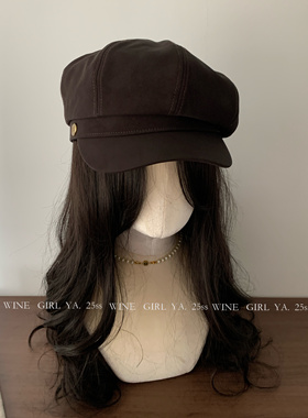 酒味少女吖/英伦八角帽子女2025新款秋冬皮质鸭舌贝雷帽高级感