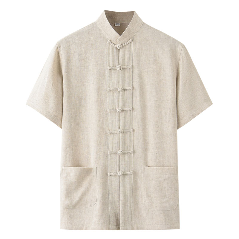 中老年唐装男夏装中国风中式衣服棉麻短袖上衣夏季父亲男装爸爸装,淘宝优惠券,粉丝福利购,淘宝优惠卷