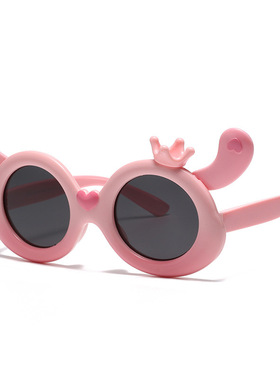 儿童防晒太阳镜卡通可爱玉桂狗超萌墨镜皇冠防紫外线遮光眼镜玩具
