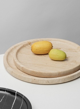 酒店民宿卫生间大理石托盘摆件软装样板房售楼部收纳家居饰品