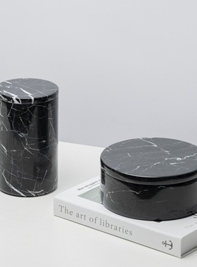 高端版现代北欧创意天然大理石储物罐摆件软装桌面首饰盒收纳家居