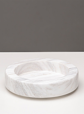 高端现代轻奢天然大理石绿植花盆售楼部茶几植物花器软装家居饰品