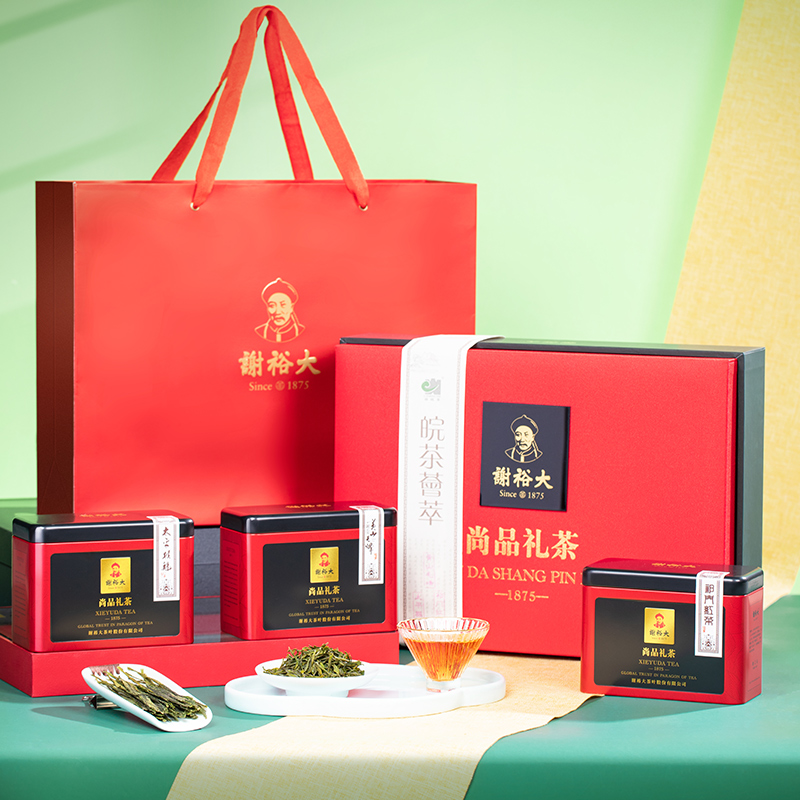 谢裕大黄山毛峰祁门红茶太平猴魁礼盒220g茶叶新年春节送礼推荐