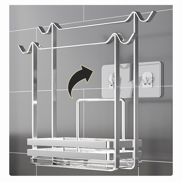 304不锈钢竖款抹布架厨房置物架壁挂式多功能收纳架家用台面沥水,淘宝优惠券,粉丝福利购,淘宝优惠卷