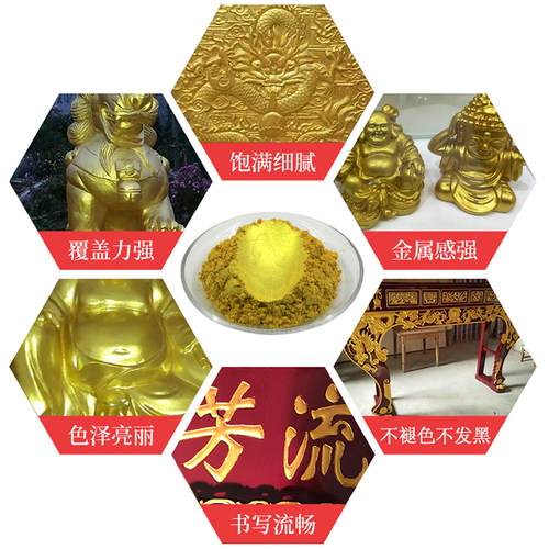 云母金粉对联金书法黄金粉牌匾佛像亮金粉矿物质颜料银粉镶嵌滴胶 - 图0