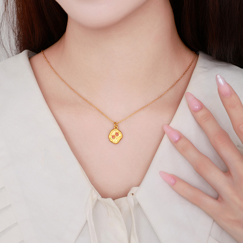 周大生黄金吊坠女足金馥郁花海硬金郁金香挂坠配链节日礼物送女友