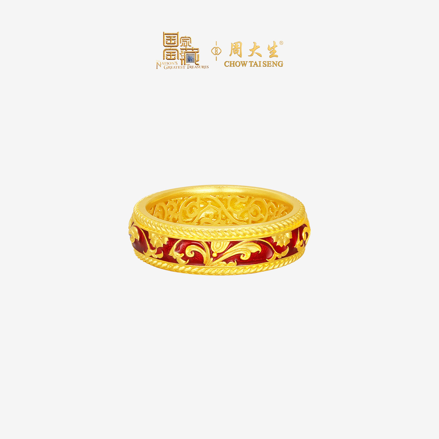 Chow Tai Sang National Treasures Co-branded|Golden Red Mantang Ring Pure Gold Bracelet as a Gift for Your Girlfriend’s Birthday