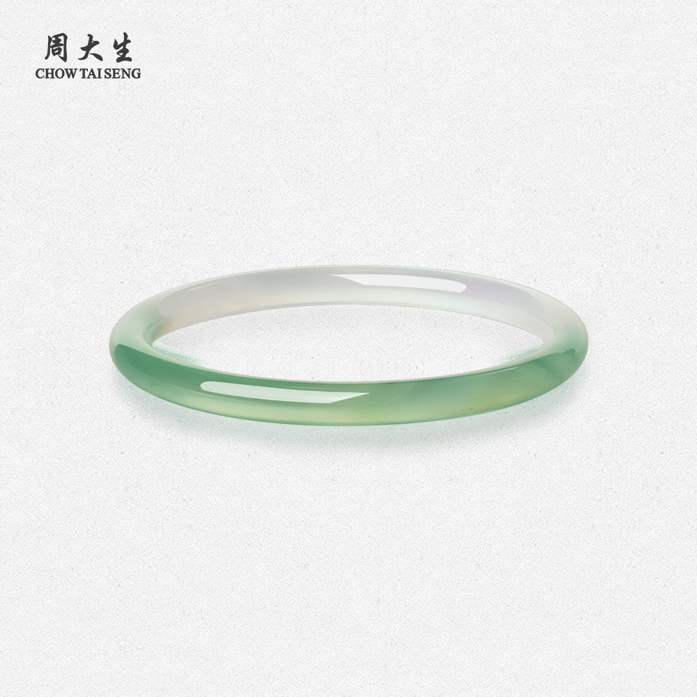 周大生半山半水叮当镯细条半山黛玉髓玛瑙手镯子送女朋友生日礼物