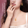 Chow Tai Sang gold ring love rose Monet fluorescent enamel solid gold ring ring birthday gift for girls