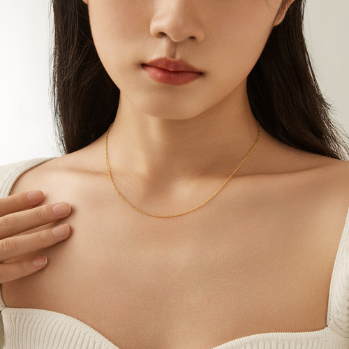 周大生黄金项链女计价足金锁骨链绞丝链百搭吊坠素链金链子送女友 - 图2