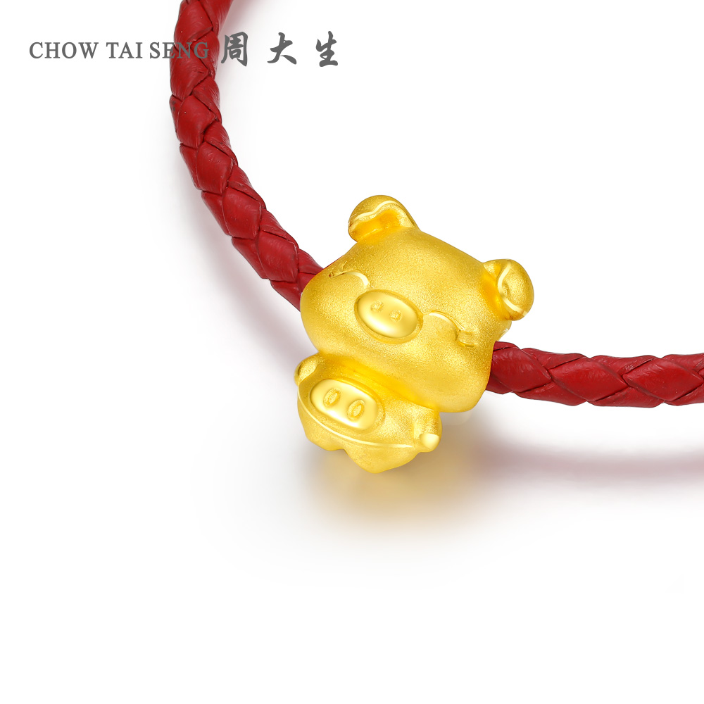 猪 硬金转运珠吊坠手链送礼 3D 周大生黄金转运珠女新款正品 happy 猪 硬金转运珠吊坠手链送礼 3D 周大生黄金转运珠女新款正品 happy