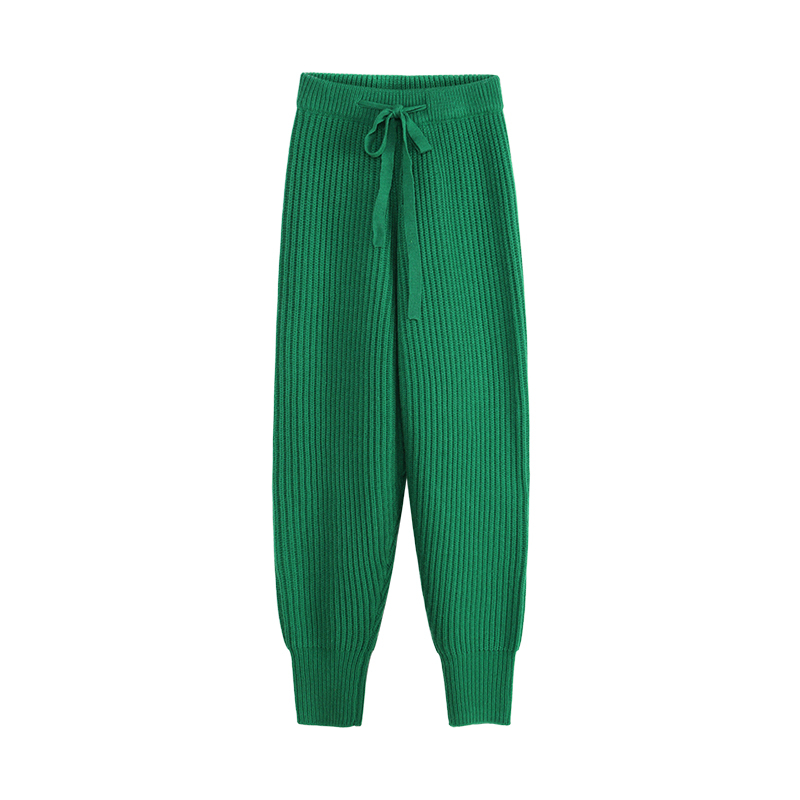 【现货MONA 针织萝卜裤女秋季新款潮韩版百搭修身显瘦直筒小脚长 - 图3