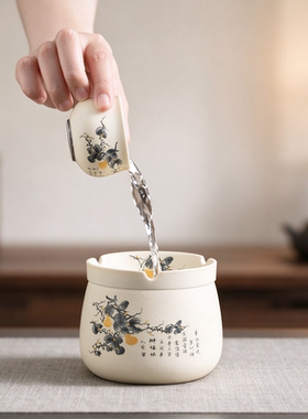 葫芦诗文带盖防飞灰迷你烟灰缸