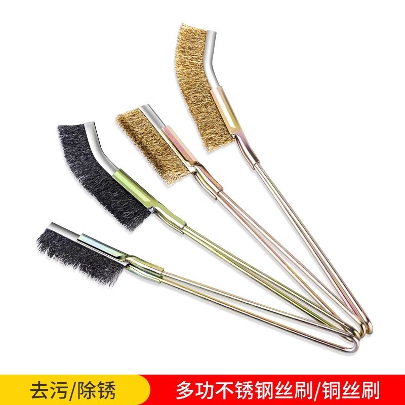 钢丝刷不锈钢刀刷烧烤炉除锈清洁刷带柄工业铜丝长柄钢刷子铁丝刷 - 图2