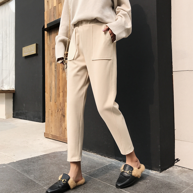 毛呢裤子女秋冬2020新款直筒小脚裤 奈叶服饰休闲裤