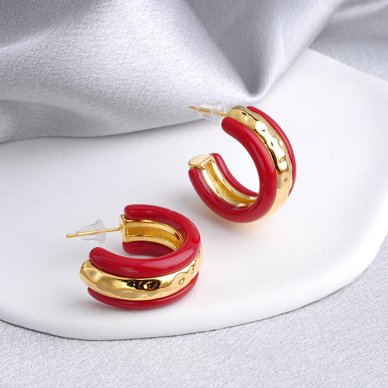 欧美轻奢撞色C形耳钉复古气质个性风潮小众设计时尚耳环女精致,淘宝优惠券,粉丝福利购,淘宝优惠卷