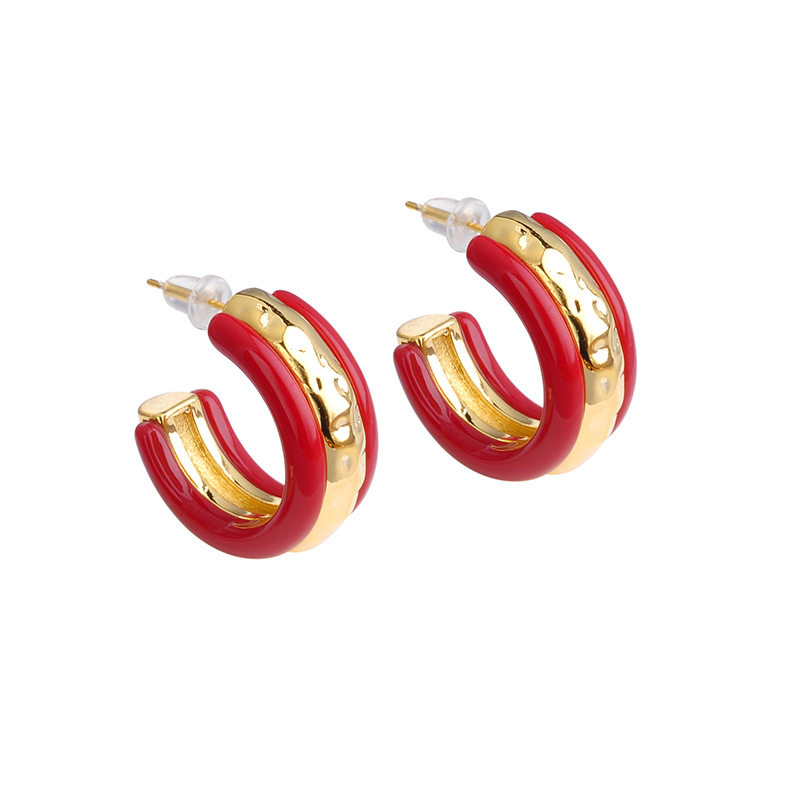 欧美轻奢撞色C形耳钉复古气质个性风潮小众设计时尚耳环女精致,淘宝优惠券,粉丝福利购,淘宝优惠卷