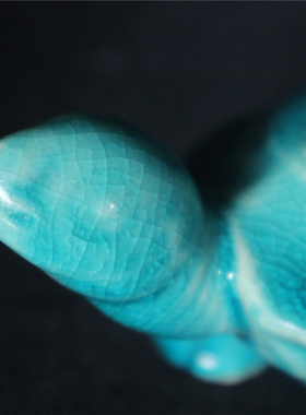 石湾公仔 盆栽流水鱼缸上吸水石摆件 纯手工陶制微型仿真平龟