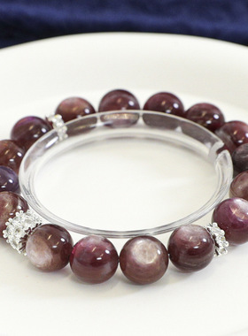 高货紫锂云母葡萄紫色手链小灯泡新年女友礼物紫龙鳞云母手串