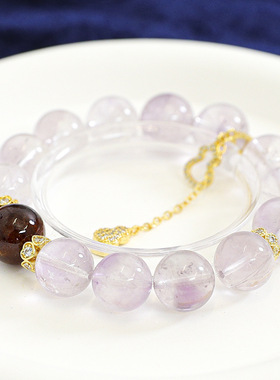 【碧波】高货玻利维亚薰衣草紫水晶手串女款橙石榴石手链