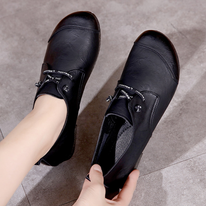 鞋子女2024新款春秋季平底单鞋真皮中老年妈妈鞋舒适软底休闲女鞋,淘宝优惠券,粉丝福利购,淘宝优惠卷