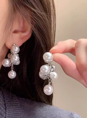 露露酱NN～法式轻奢风珍珠流苏耳钉小众高级感精致女耳饰