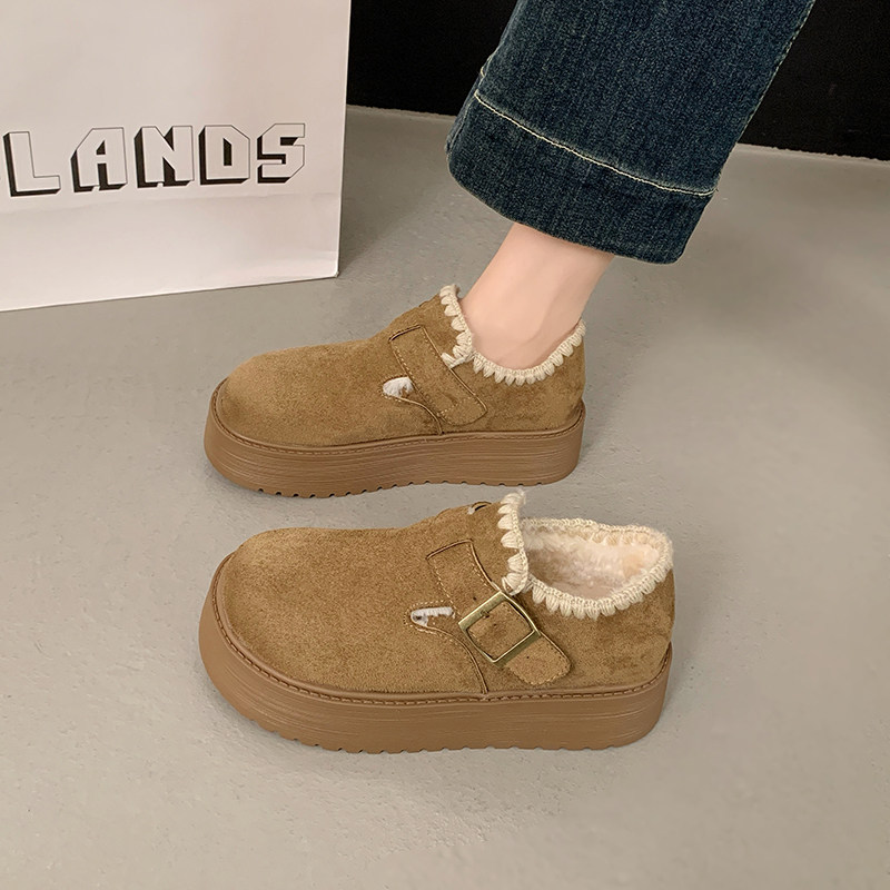 厚底加绒勃肯鞋女2025新款秋冬季豆豆乐福鞋保暖雪地靴低帮棉鞋子,淘宝优惠券,粉丝福利购,淘宝优惠卷