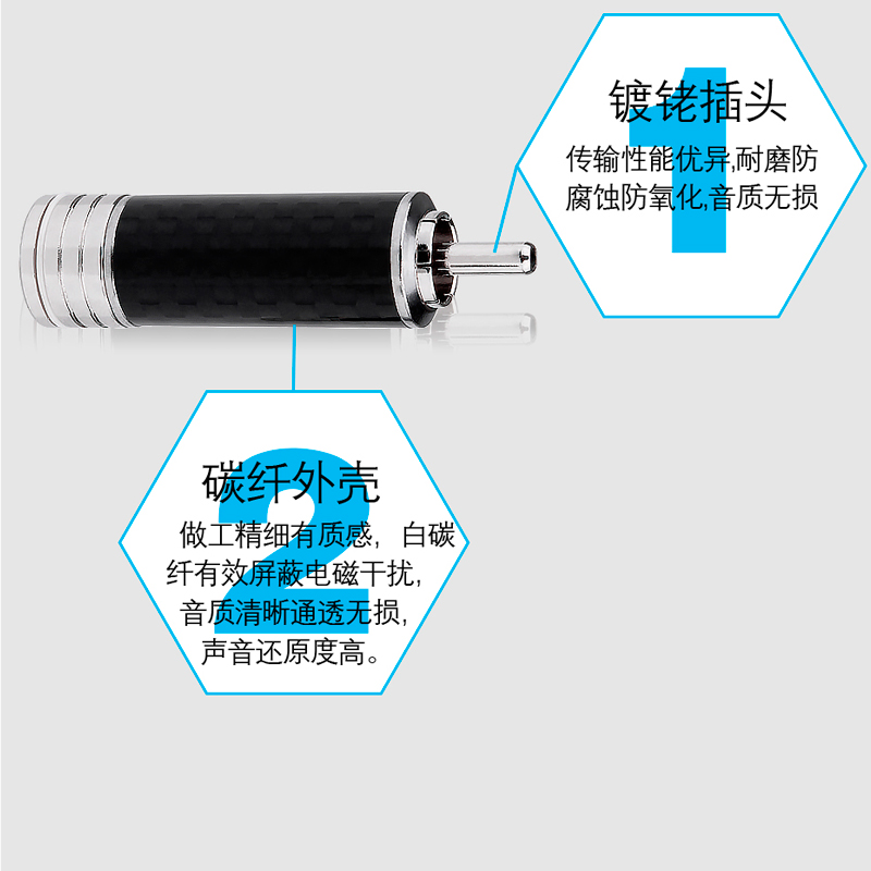 台湾杨阳碳纤镝铜镀铑RCA莲花插头发烧音响配件音频信号线连接头 - 图2