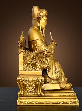 纯黄铜广济龙王菩萨神像摆件客厅