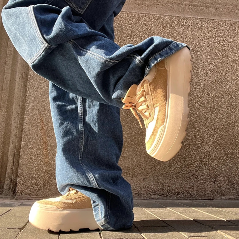 2025秋季新款厚底饼干鞋增高复古运动鞋软底系带休闲小白鞋女真皮 - 图0