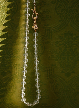 可以解夏丨天然白水晶丝带扣项链