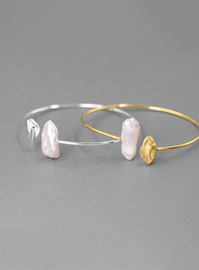 初遇丨天然巴洛克珍珠纯银手镯