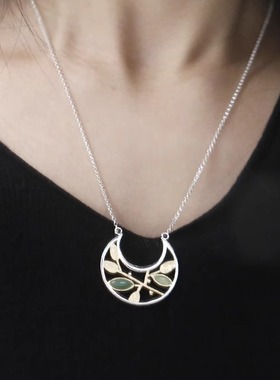 白夜行丨天然东陵玉纯银项链