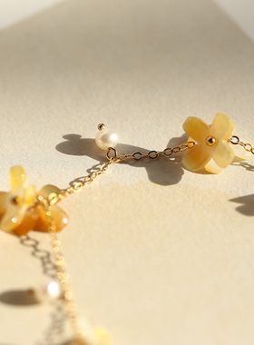 三秋桂子丨天然黄蝶贝珍珠手链