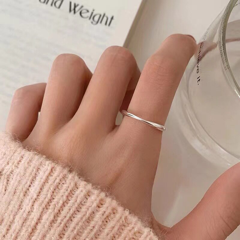 925 silver-plated Moebius ring light luxury high-end tail ring women's index finger ring open ring plain ring