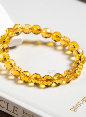 水晶手链女天然正品黄金水晶